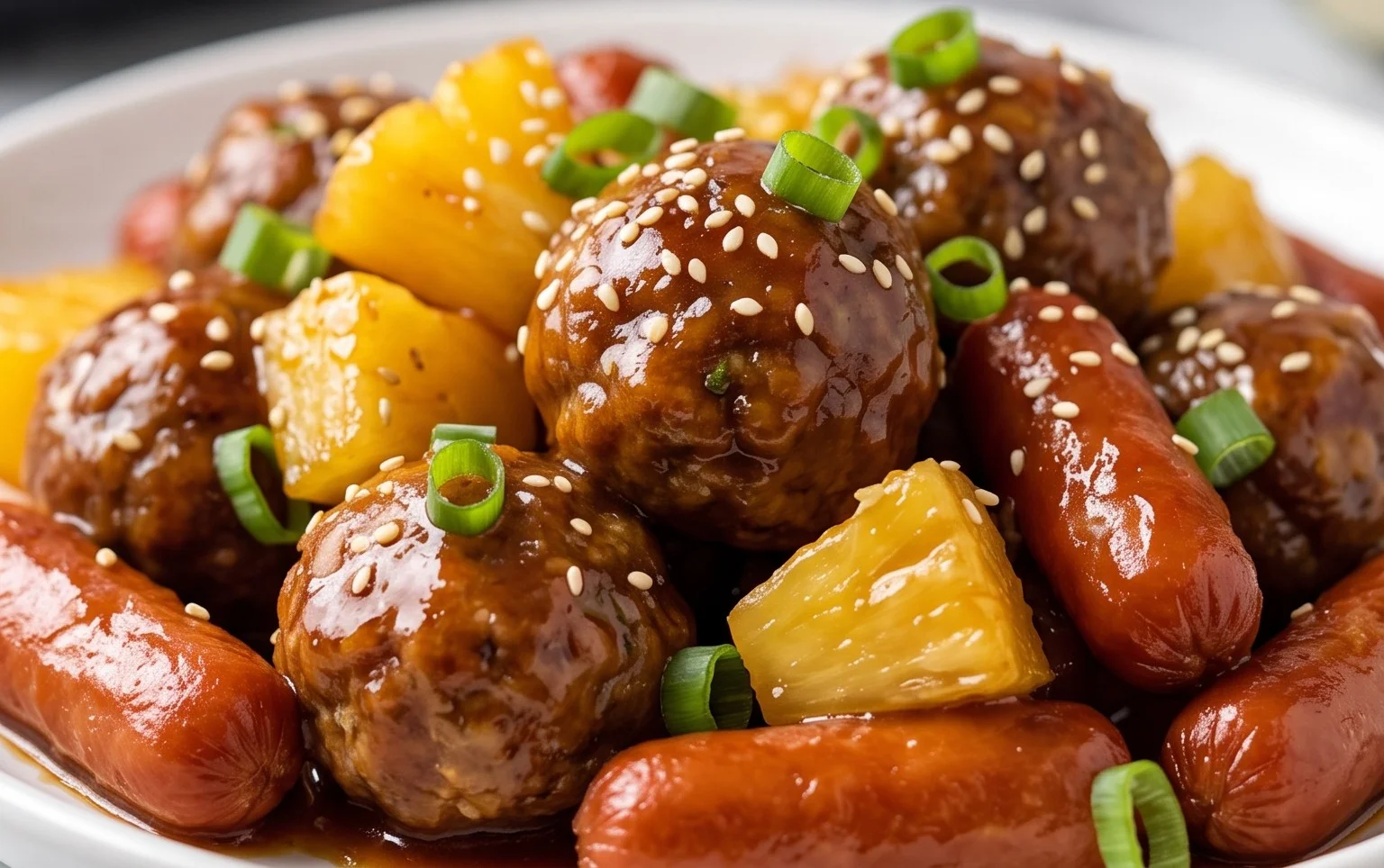 Slow Cooker Meatball Pineapple Smokies Recipe